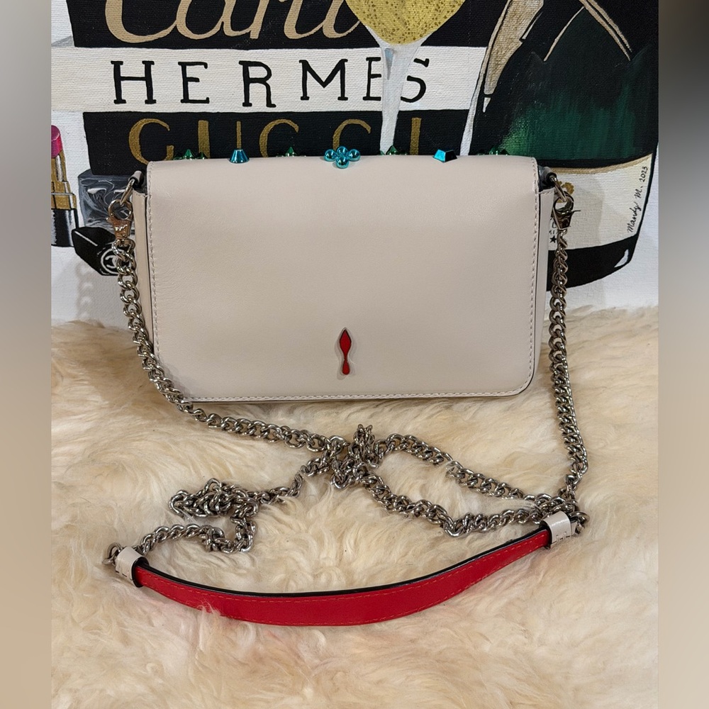 🔥 CHRISTIAN LOUBOUTIN PALOMA STUDDED SHOULDER BAG - Picture 7 of 12